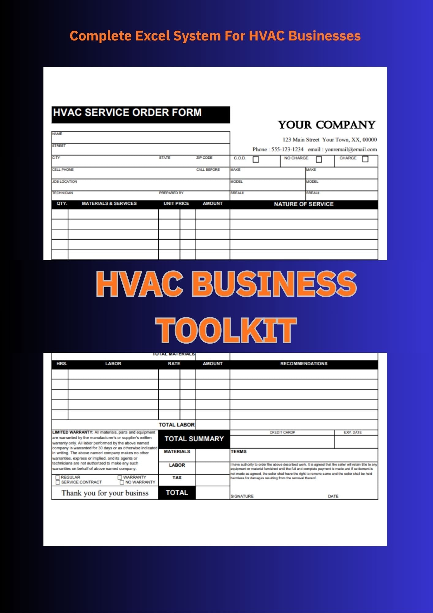 HVAC Business Toolkit (Excel System)